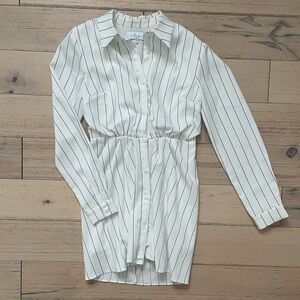 L’Academie Striped Button-Down Shirt Dress